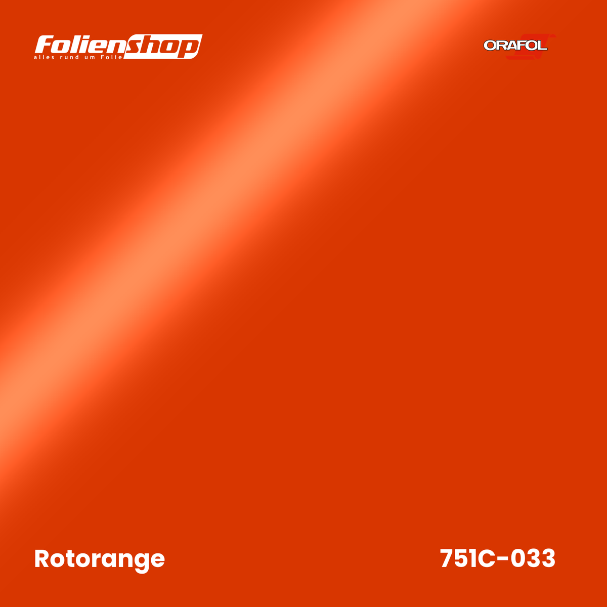 Farbmuster Rotorange – Autofolie Oracal 751C-033
