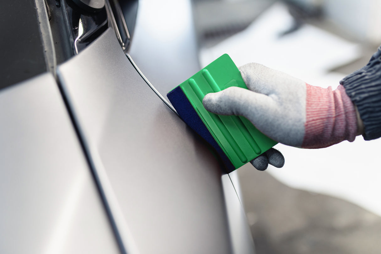 Car Wrapping Foil Application with Squeegee