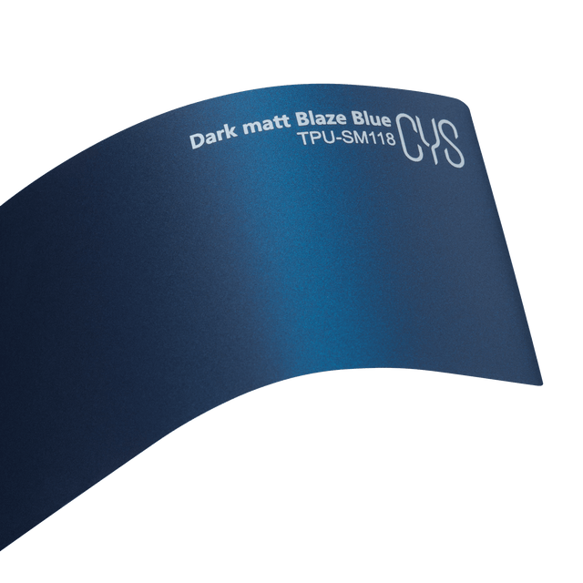 Dark matte Blaze Blue film with a slim, smooth finish that fits perfectly on any surface.